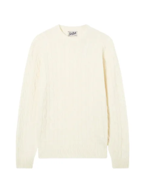 MC2 Saint Barth off white Regent wool crewneck with cable knit sweater