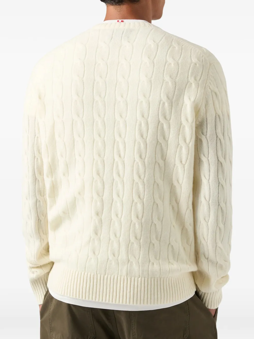 MC2 Saint Barth off white Regent wool crewneck with cable knit sweater Beige