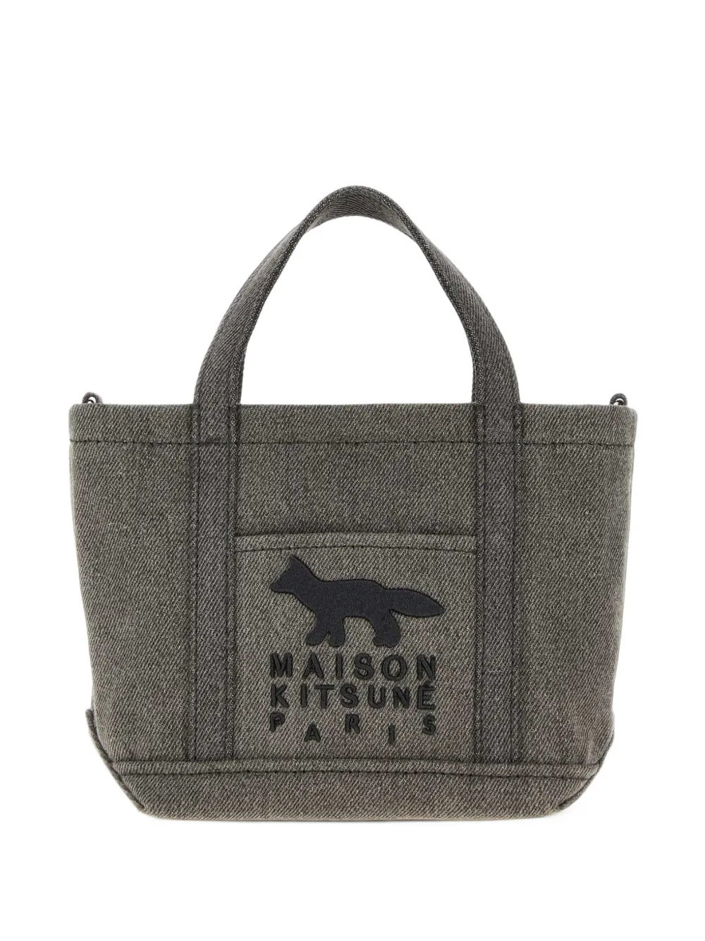 Maison Kitsuné mini Profile Fox denim tote bag - Noir Maison Kitsuné mini Profile Fox denim tote bag - Noir