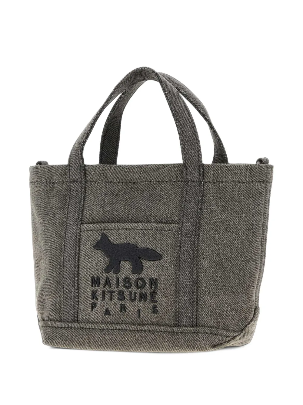 Maison Kitsuné mini Profile Fox denim tote bag Zwart