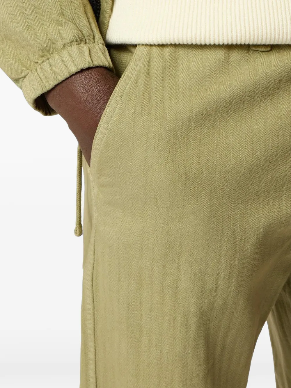 Stone Island 3100052 katoenen broek met visgraat-patroon Groen
