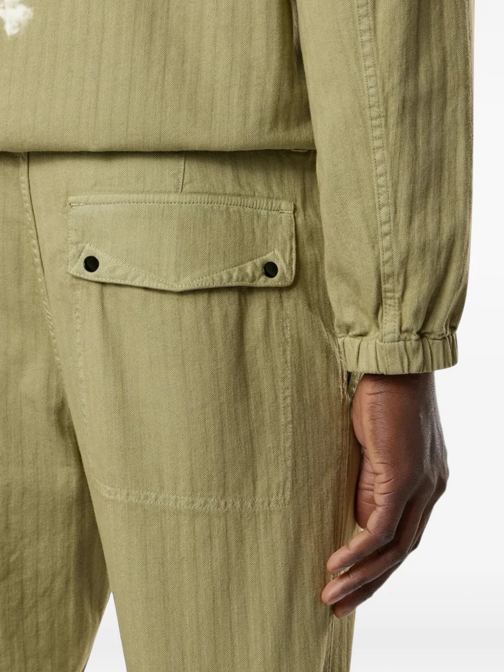 Stone Island 3100052 katoenen broek met visgraat-patroon Groen