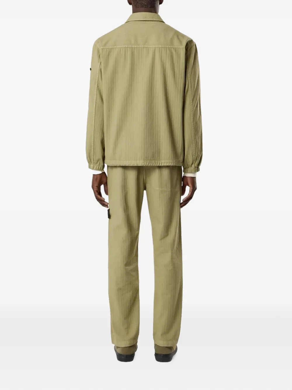 Stone Island 3100052 katoenen broek met visgraat-patroon Groen