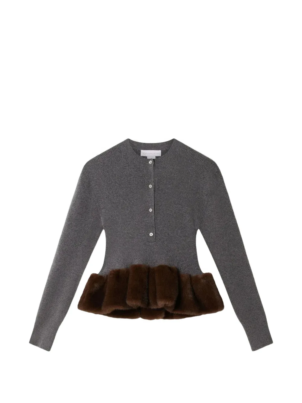 Stella McCartney mink-trim crewneck sweater - Gris Stella McCartney mink-trim crewneck sweater - Gris