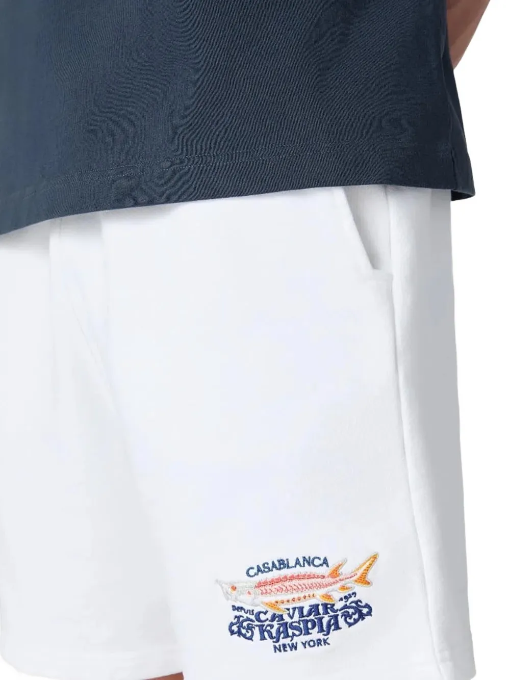 Casablanca x Casa Kaspia New York embroidered drawstring shorts Wit