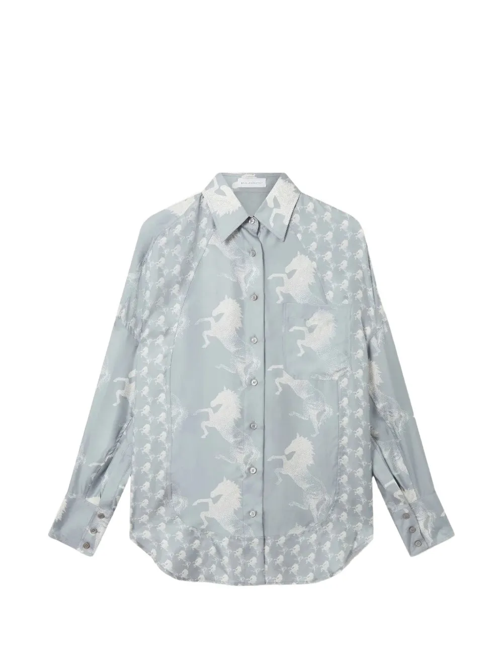 Stella McCartney horse-print silk shirt - Bleu