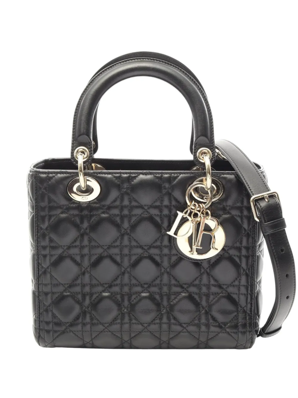 Christian Dior Pre-Owned 2000-2026 Medium Lambskin Cannage Lady Dior satchel - Schwarz