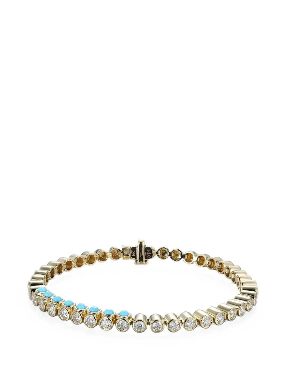 Type Jewelry Tubbo Sideway diamond and turquoise tennis bracelet - Oro