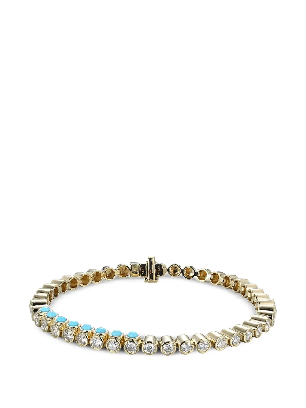 Type Jewelry Tubbo Sideway diamond and turquoise tennis bracelet - Gold