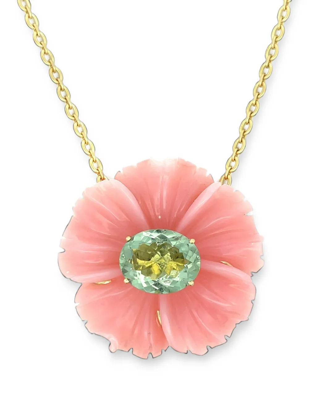 Irene Neuwirth Pink Opal And Green Tourmaline Necklace In Gold