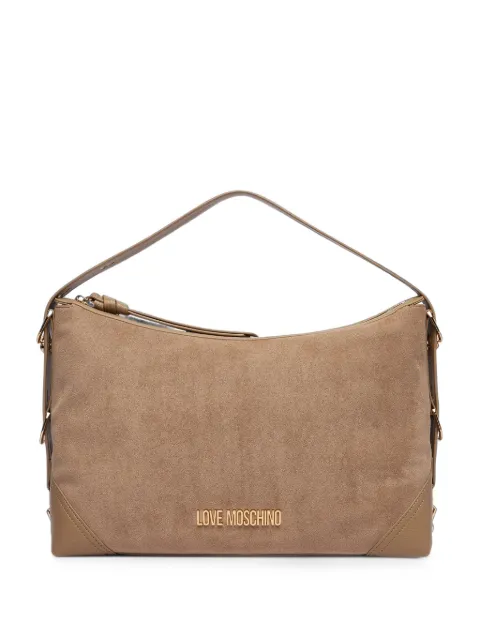 Love Moschino logo-plaque suede-effect tote bag
