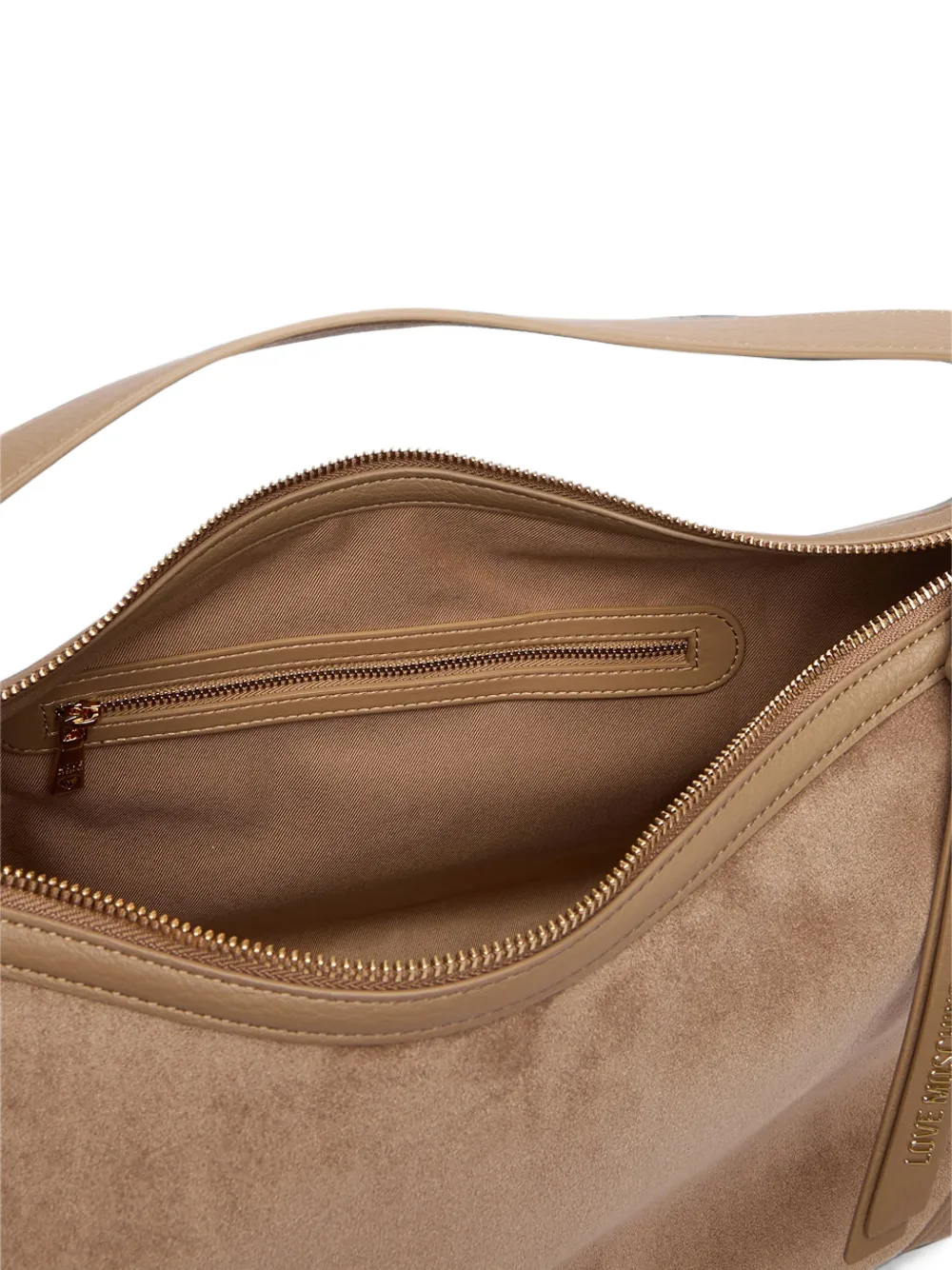 Love Moschino Shopper met logo plakkaat en suède-effect Beige
