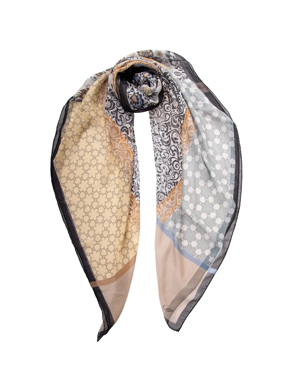 Elizabetta Dafne patchwork silk scarf - Toni neutri