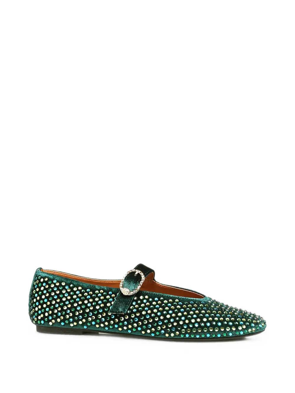 Kurt Geiger Crystal-embellished Velvet Ballet Flats In Green