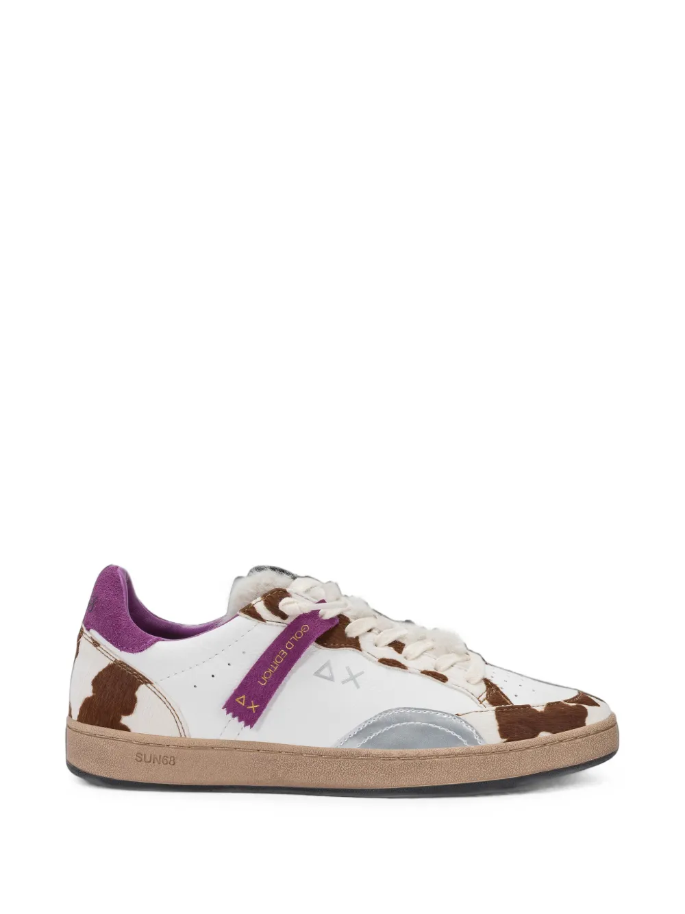 Sun 68 Urban Street Animalier Panelled Sneakers In White