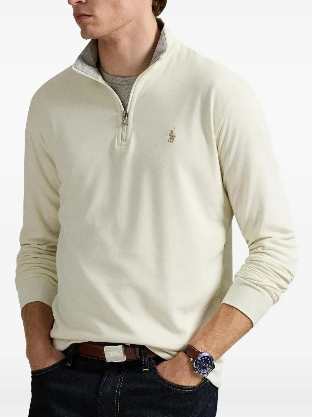 Polo Ralph Lauren Dubbelgebreid jersey poloshirt Beige