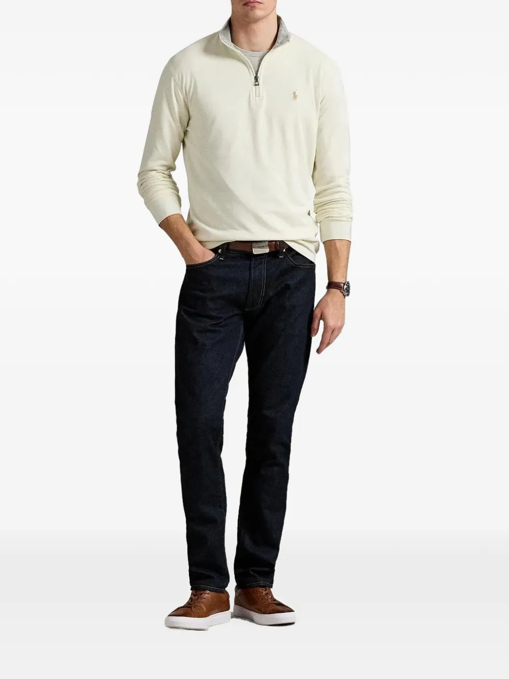 Polo Ralph Lauren Dubbelgebreid jersey poloshirt Beige