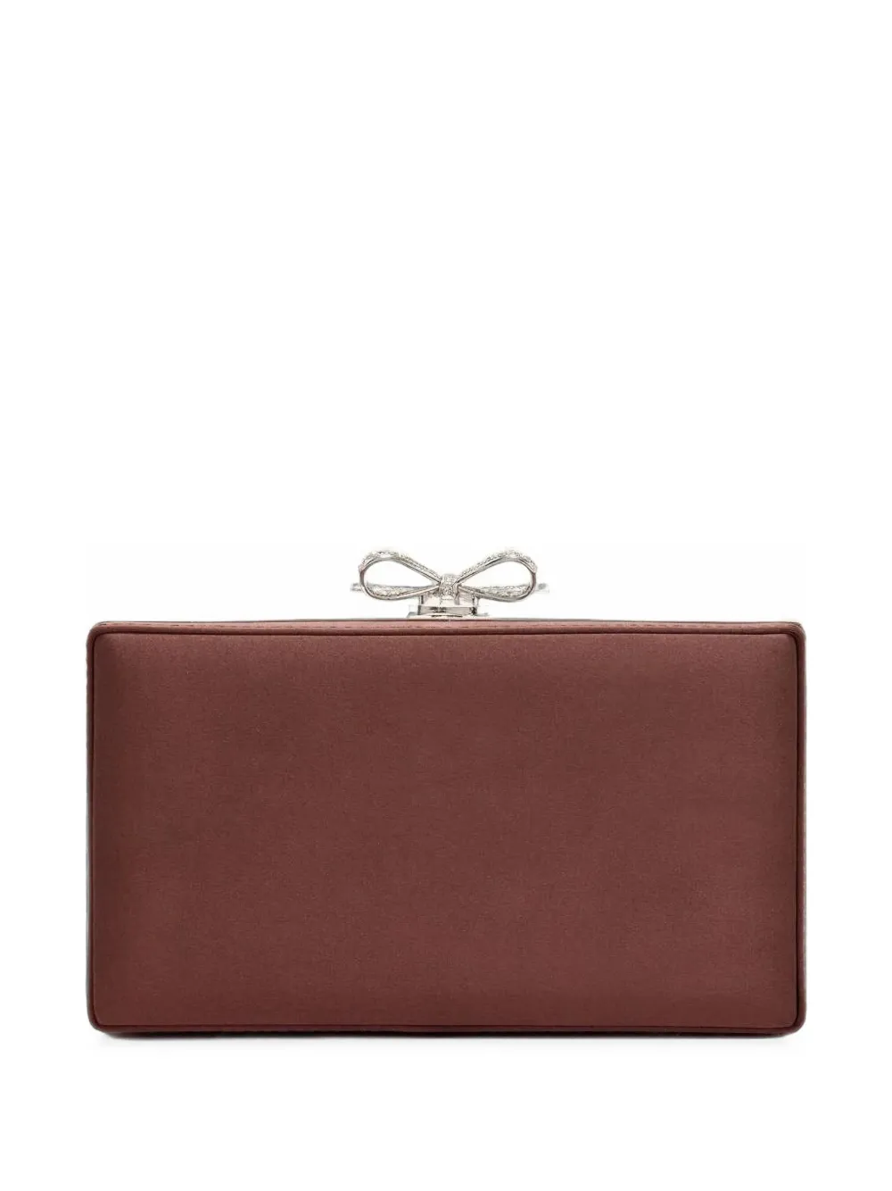 Self-Portrait bow-embellished chainmail clutch bag - Marron Self-Portrait bow-embellished chainmail clutch bag - Marron