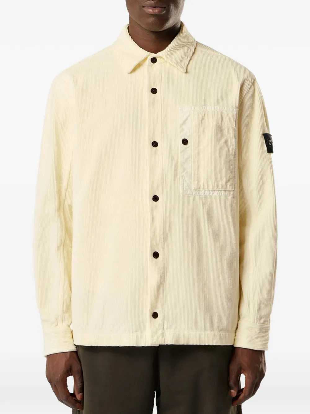 Stone Island 1200016 organische katoenen ribfluwelen 800 shirtjack Beige