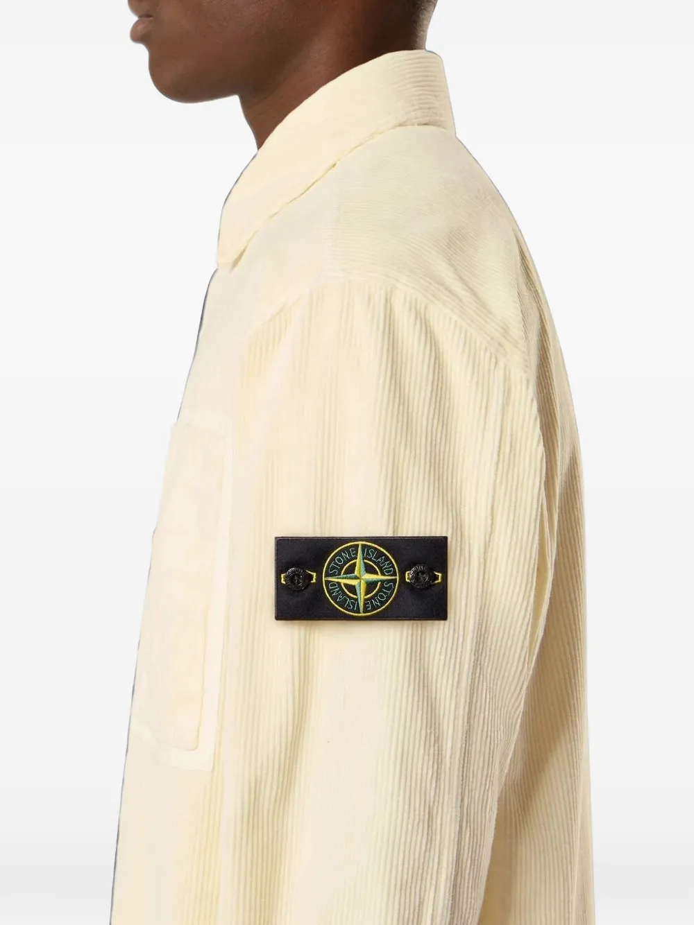 Stone Island 1200016 organische katoenen ribfluwelen 800 shirtjack Beige