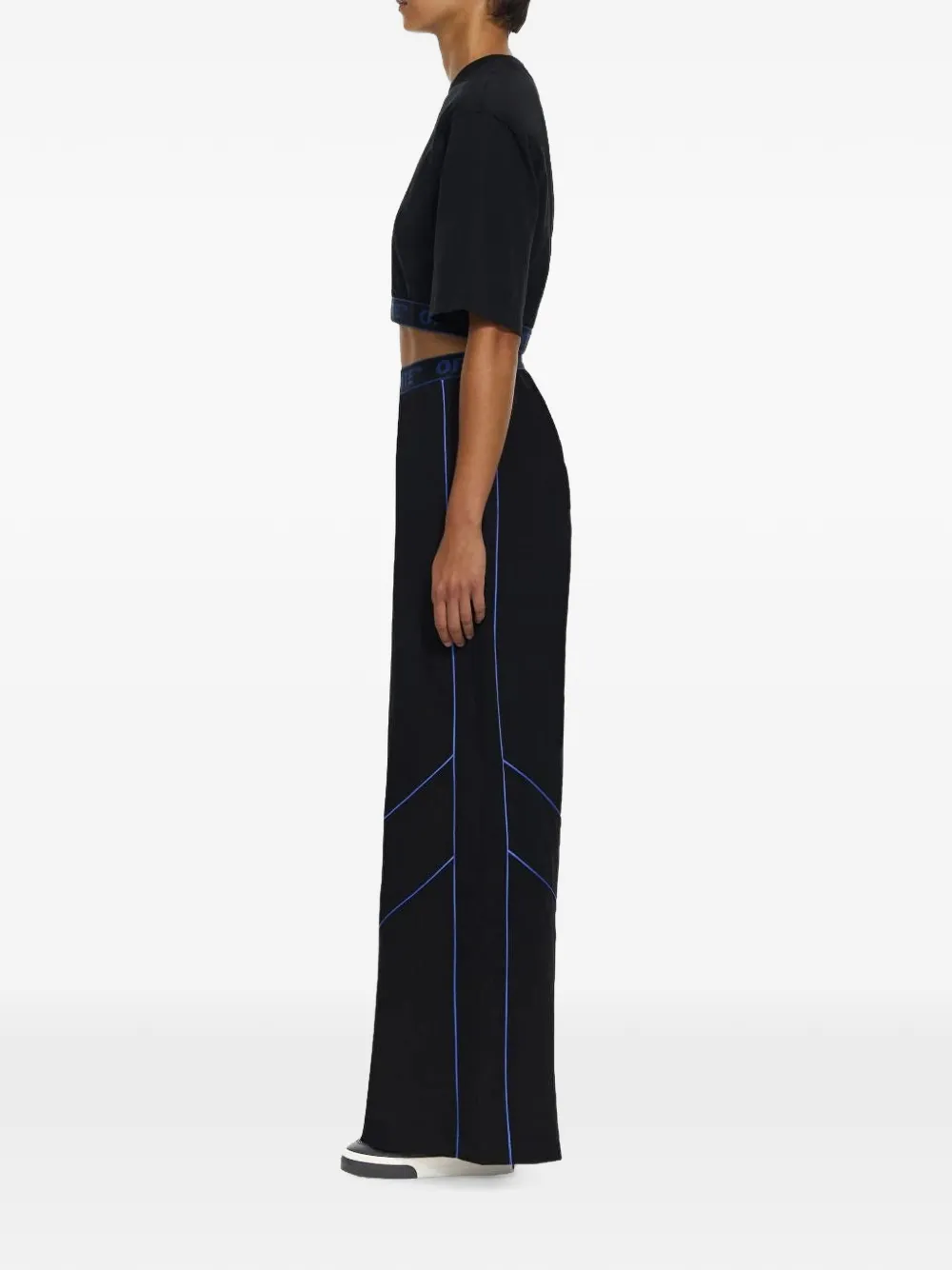 Off-White Jersey T-shirt met logoband Zwart