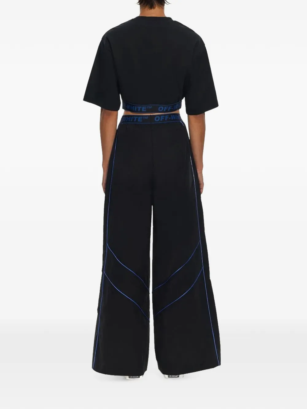 Off-White Jersey T-shirt met logoband Zwart