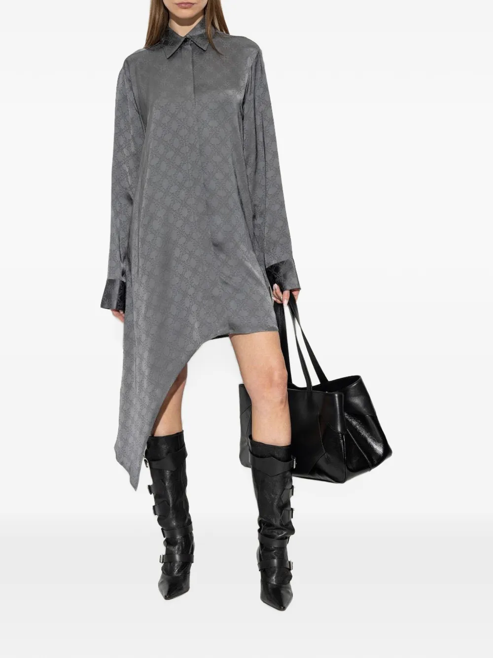 Off-White Asymmetrische jurk met monogram Grijs