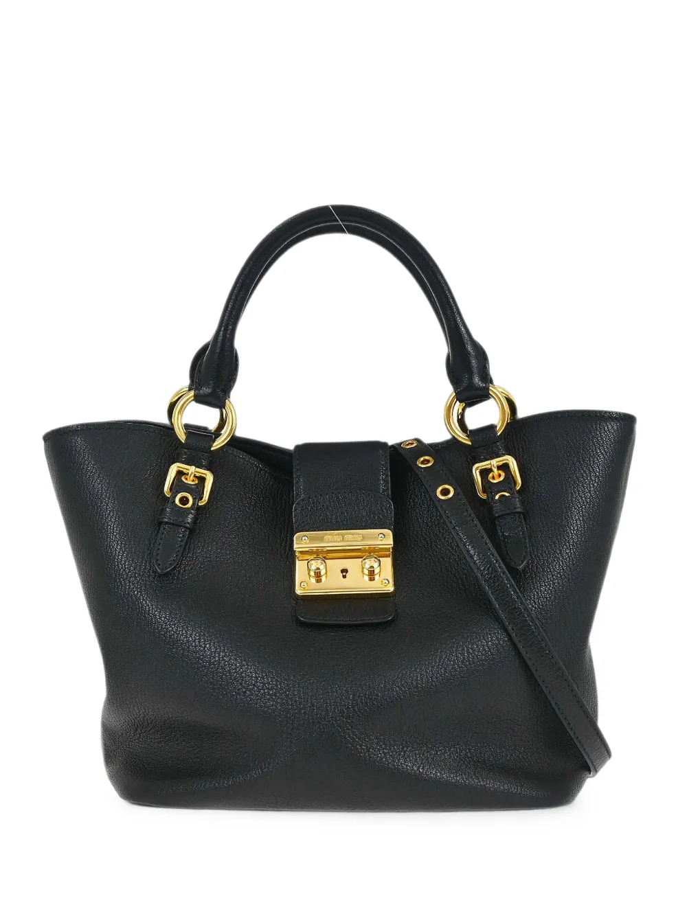 Miu Miu Pre-Owned 2010s push-lock tote bag - Schwarz