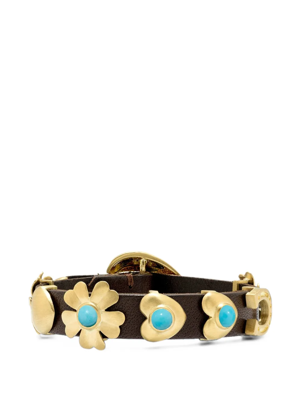 Irene Neuwirth Golden Blossom leather bracelet - Marrone