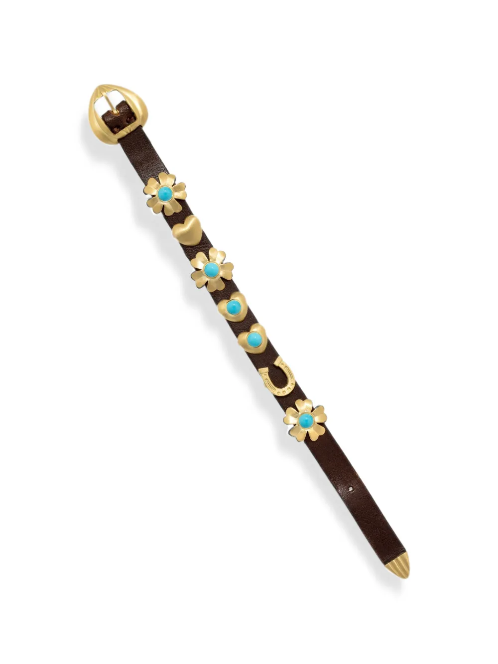 Irene Neuwirth Golden Blossom leather bracelet - Brown