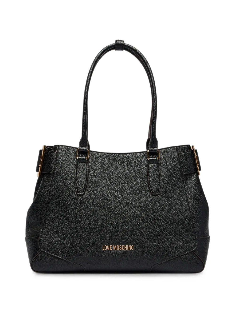 Love Moschino logo-plaque pebbled tote bag - Noir
