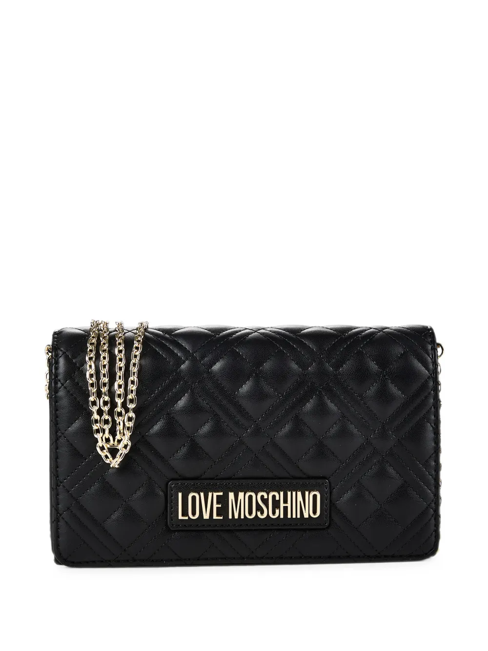 Love Moschino quilted logo-plaque shoulder bag - Nero