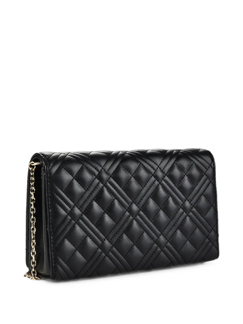 Love Moschino Gewatteerde schoudertas met logo-plakkaat Zwart