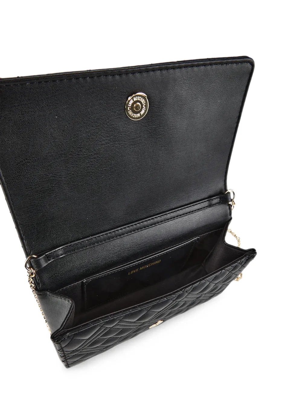 Love Moschino Gewatteerde schoudertas met logo-plakkaat Zwart