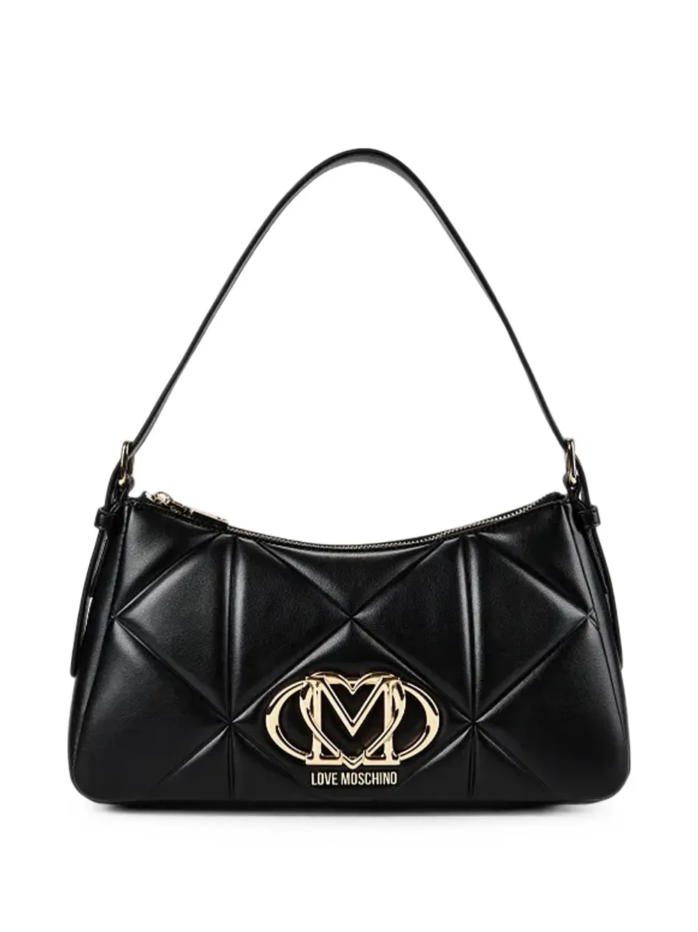 Love Moschino quilted logo-plaque shoulder bag - Nero