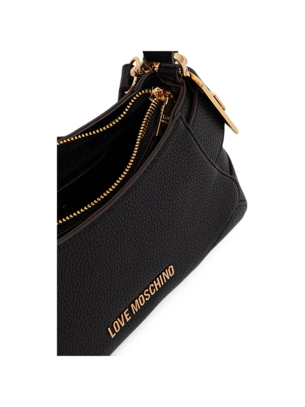 Love Moschino Shopper met logo-plakkaat en gespen Zwart