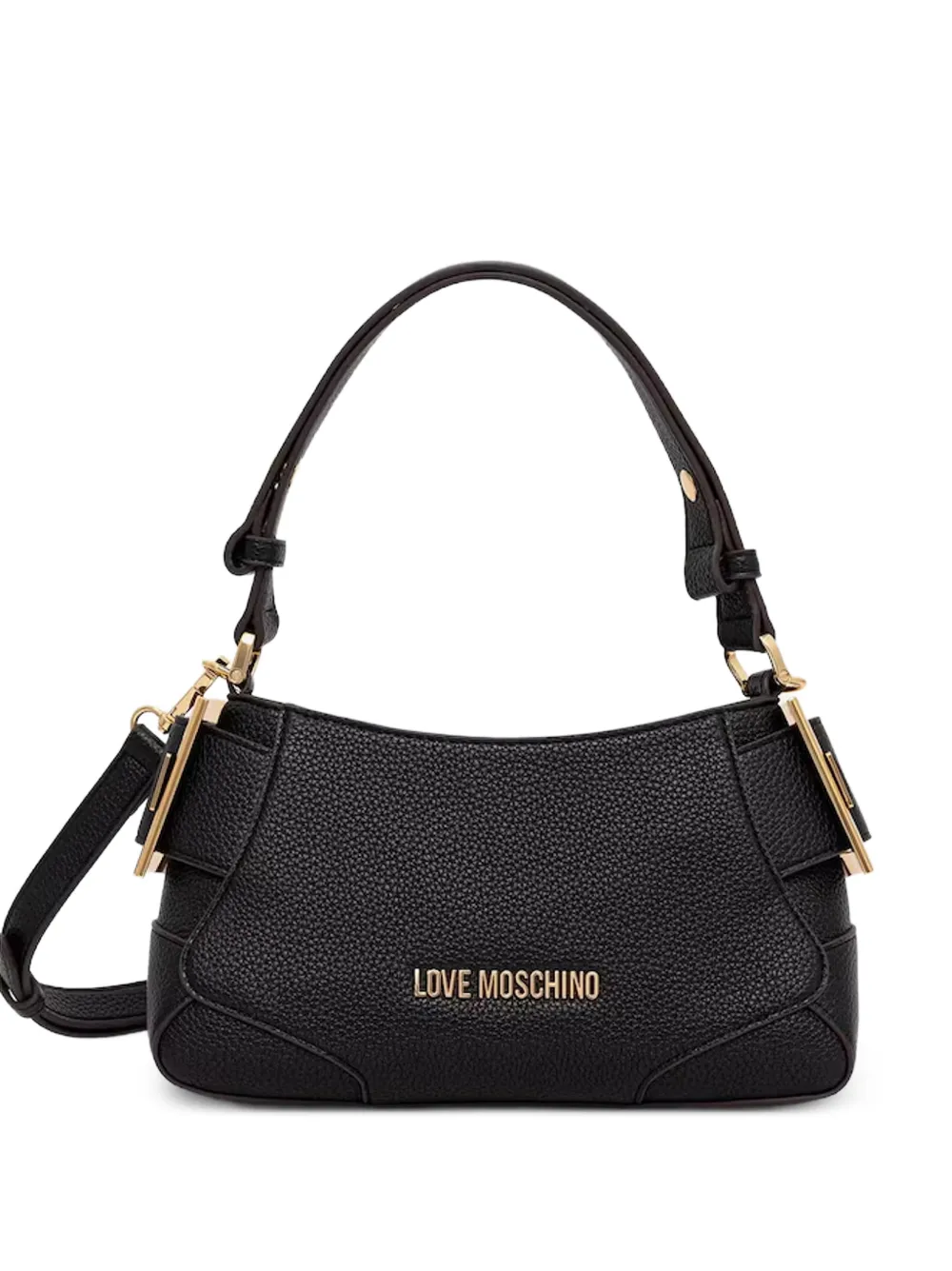 Love Moschino logo-plaque buckled tote bag - Black