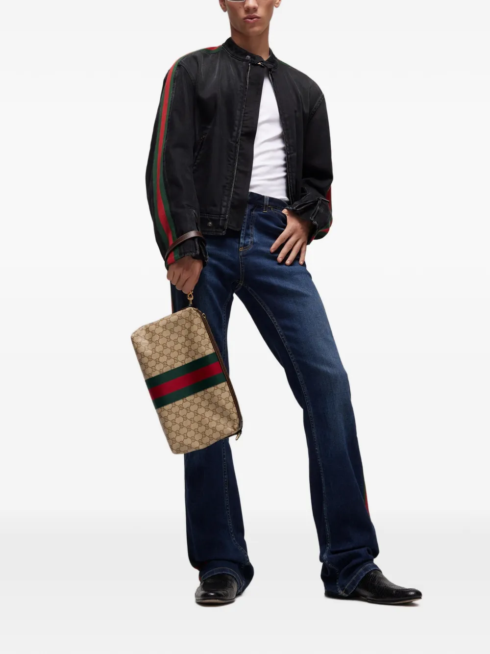Gucci Medium GG Supreme Web schoudertas Beige
