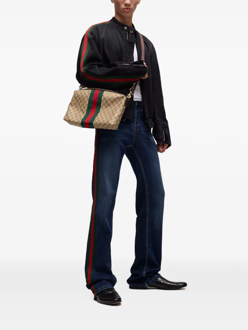 Gucci Medium GG Supreme Web schoudertas Beige