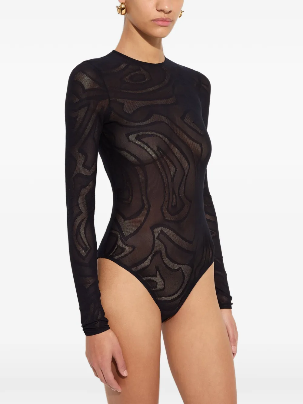 PUCCI Marmo-pattern long-sleeve bodysuit Zwart