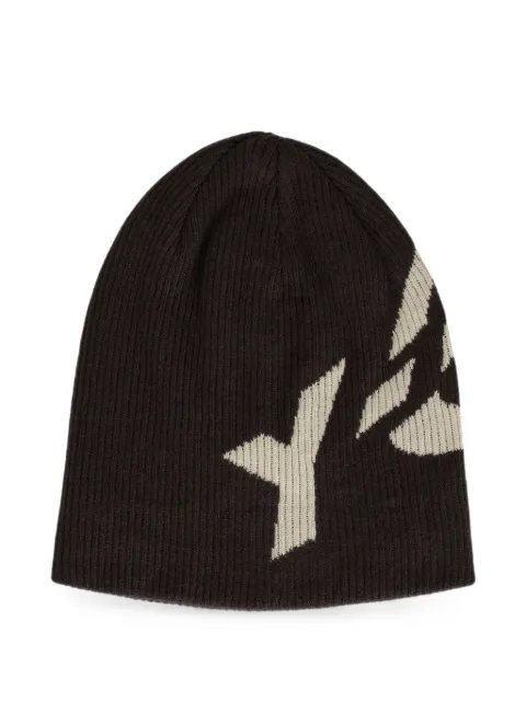 Y-3 ribbed-knit intarsia beanie hat