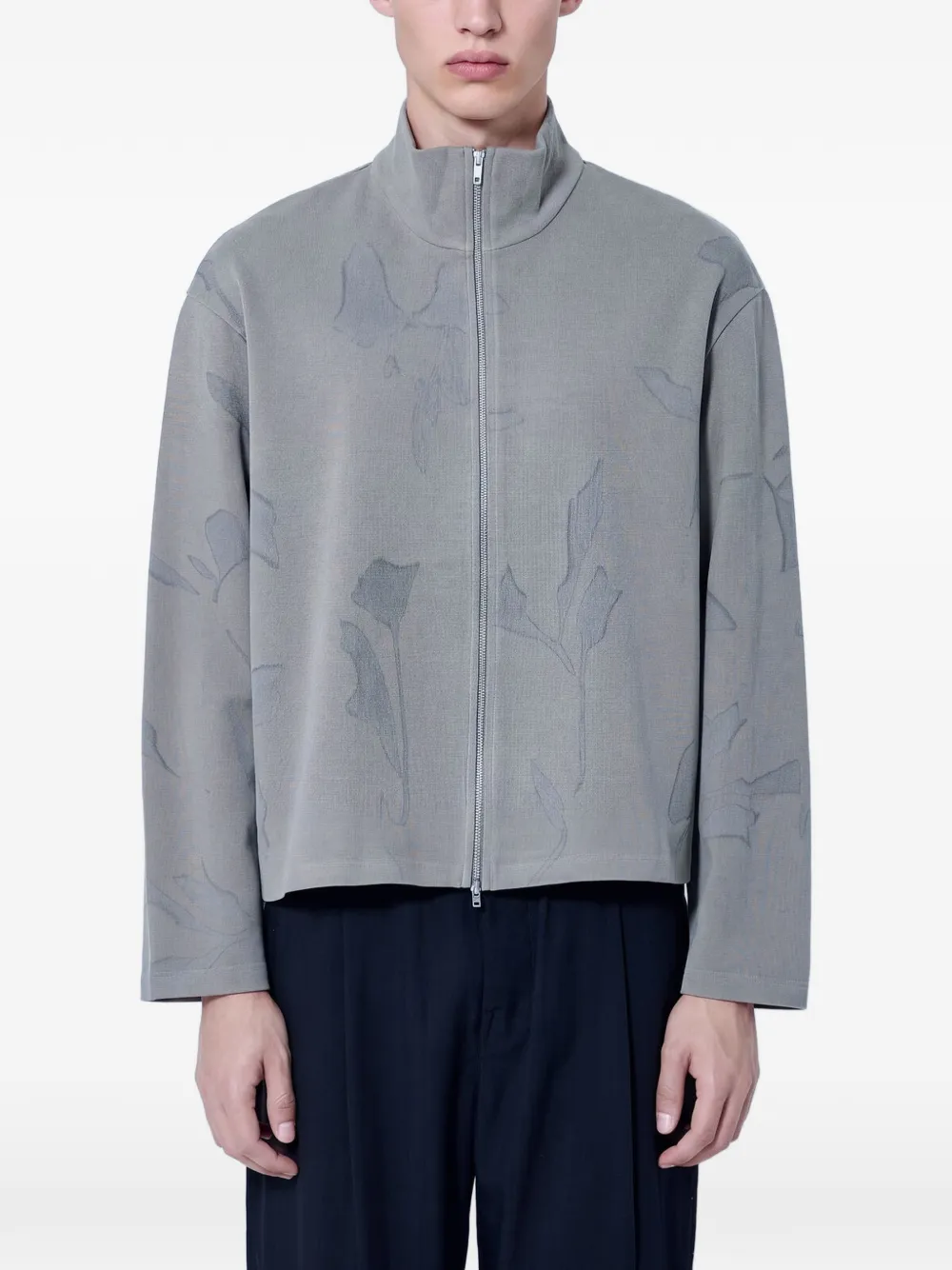OUR LEGACY Silt Flower patterned zip-up sweater - Grigio