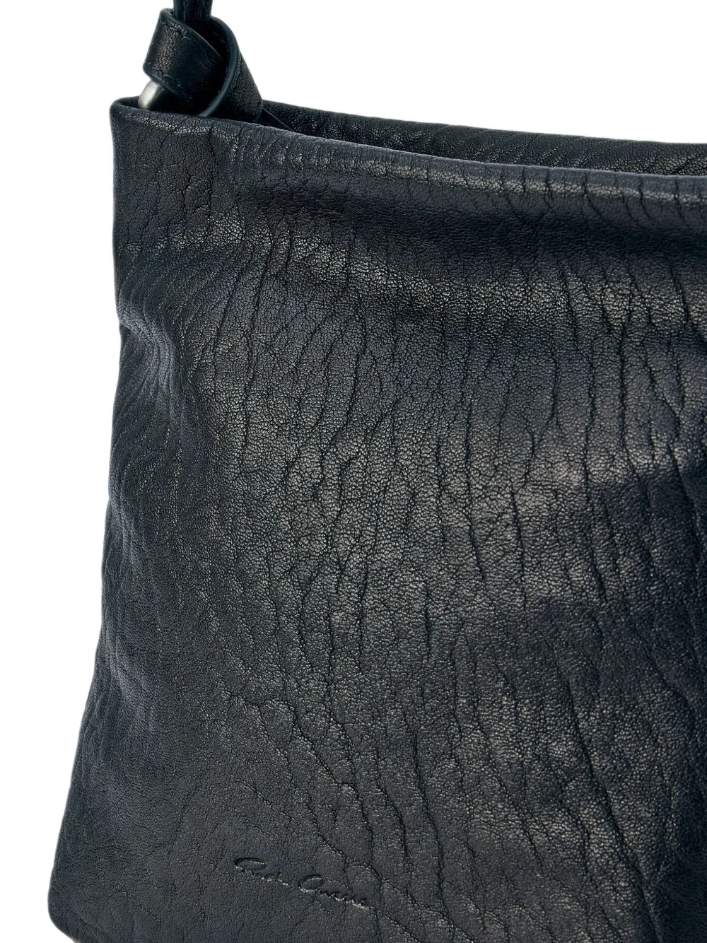 Rick Owens Soft Adri leren messengertas met textuur Zwart