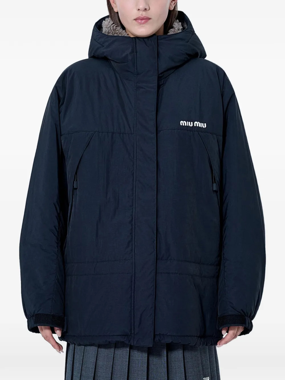 Miu Miu Pongé down jacket - Nero