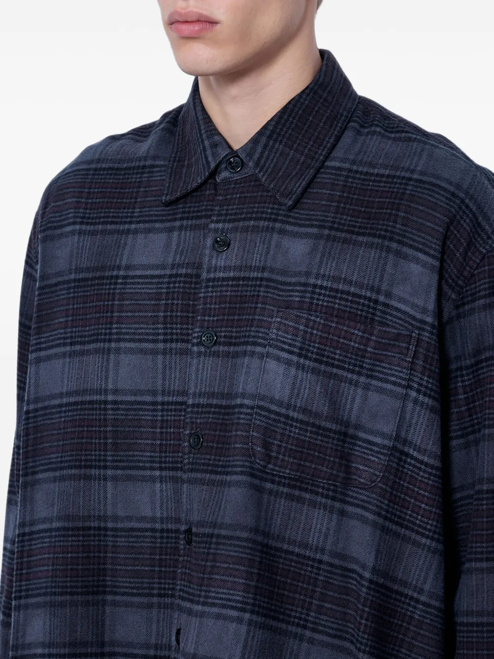 OUR LEGACY Above geruit overhemd met button-downkraag Blauw