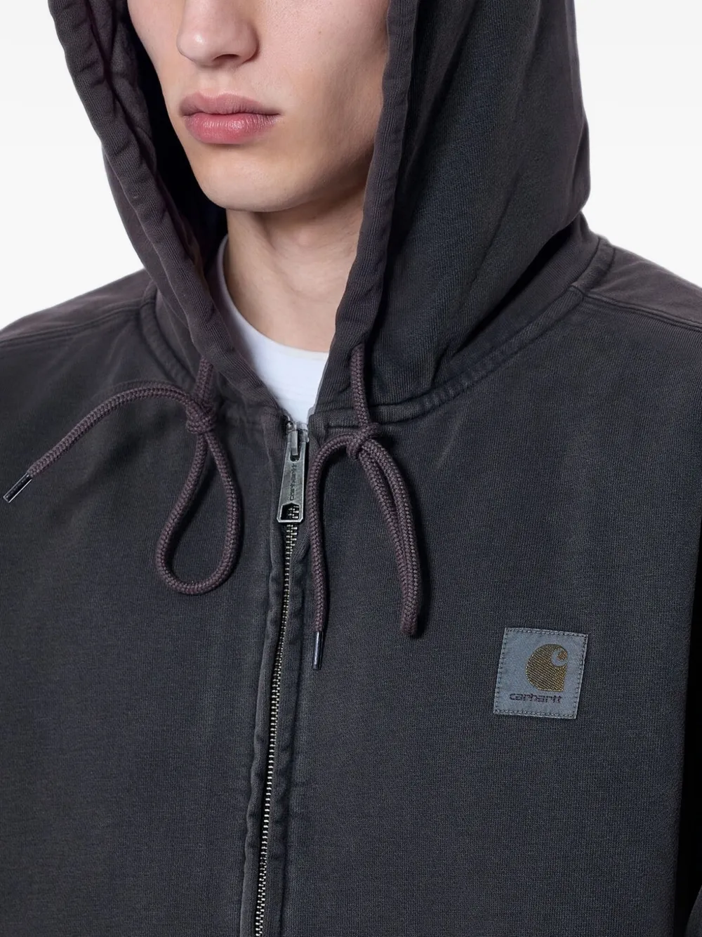 Carhartt WIP logo-patch zip-up hoodie Bruin