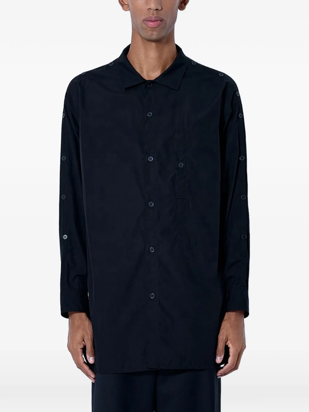 Yohji Yamamoto button-detail long-sleeve shirt - Noir Yohji Yamamoto button-detail long-sleeve shirt - Noir