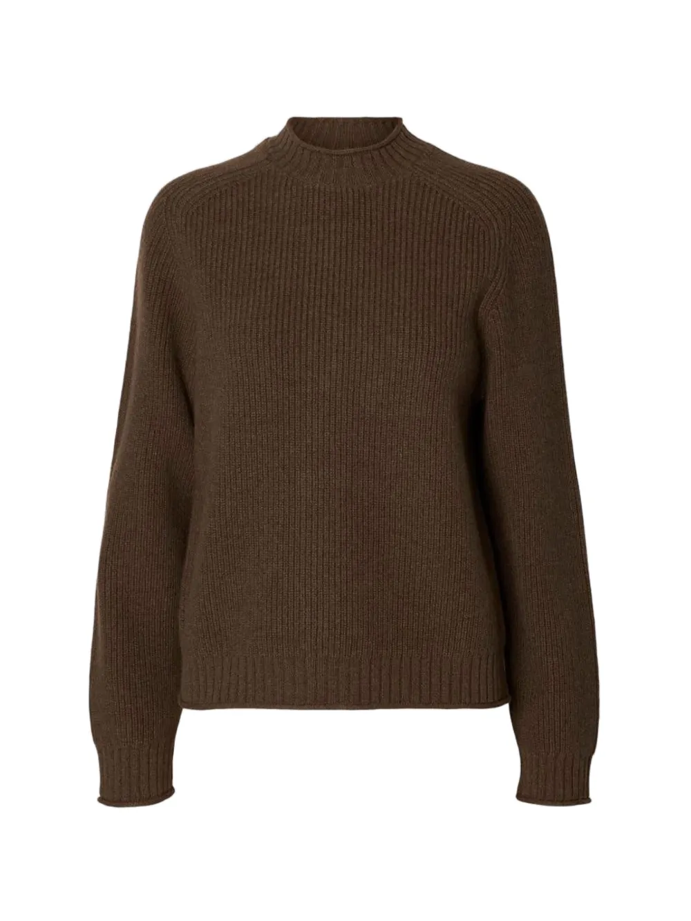 SELECTED raglan-sleeve ribbed-knit sweater - Braun