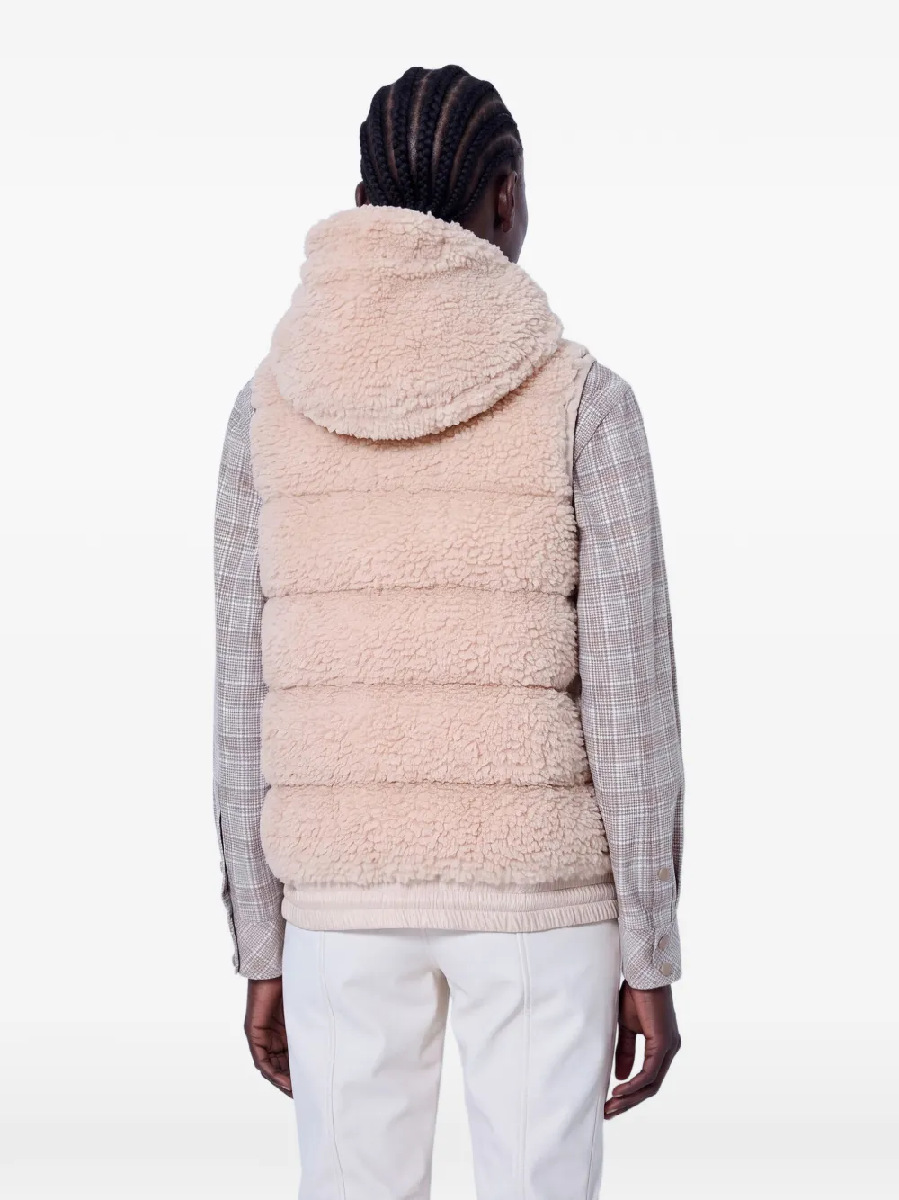 Moncler Grenoble Tedddy sherpa bodywarmer met capuchon Roze