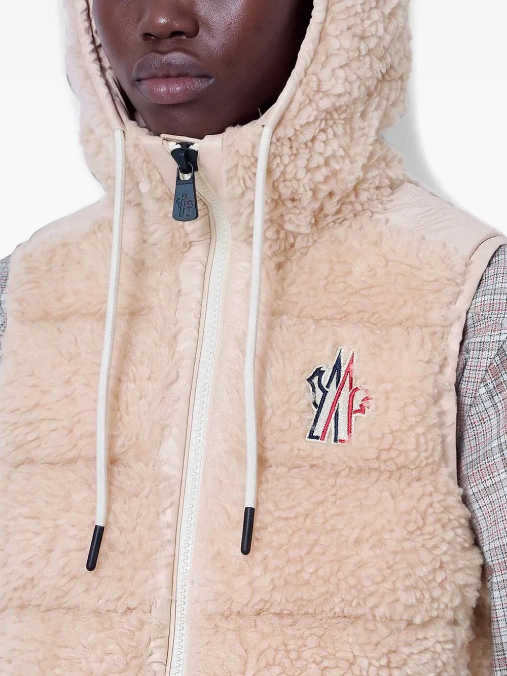 Moncler Grenoble Tedddy sherpa bodywarmer met capuchon Roze